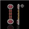 Image 2 : 10.23 ctw Ruby & Diamond Earrings 14K Yellow Gold - REF-227A3N