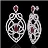 Image 2 : 7 ctw Ruby & Micro VS/SI Diamond Heart Earrings Designer 14k White Gold - REF-381H8R