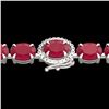 Image 1 : 23.25 ctw Ruby & VS/SI Diamond Eternity Micro Bracelet 14k White Gold - REF-154A5N
