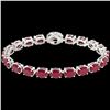 Image 2 : 23.25 ctw Ruby & VS/SI Diamond Eternity Micro Bracelet 14k White Gold - REF-154A5N