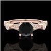 Image 2 : 1.03 ctw Fancy Black Diamond Engagment Art Deco Ring 18k Rose Gold - REF-80F2M