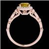 Image 2 : 1.25 ctw Certified SI/I Fancy Intense Yellow Diamond Ring 10k Rose Gold - REF-177K3Y