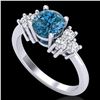 Image 1 : 1.25 ctw Fancy Intense Blue Diamond Art Deco Ring 18k White Gold - REF-209M3G