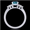 Image 3 : 1.25 ctw Fancy Intense Blue Diamond Art Deco Ring 18k White Gold - REF-209M3G
