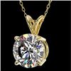 Image 2 : 2 ctw Certified Quality Diamond Solitaire Necklace 10k Yellow Gold - REF-449Y5X