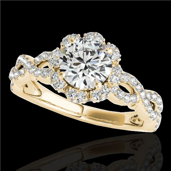 1.69 ctw Certified Diamond Solitaire Halo Ring 10k Yellow Gold - REF-197F8M