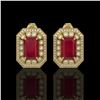 Image 1 : 13.75 ctw Certified Ruby & Diamond Victorian Earrings 14K Yellow Gold - REF-266Y4X