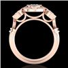 Image 3 : 1.51 ctw Intense Blue Diamond Art Deco 3 Stone Ring 18k Rose Gold - REF-218W2H