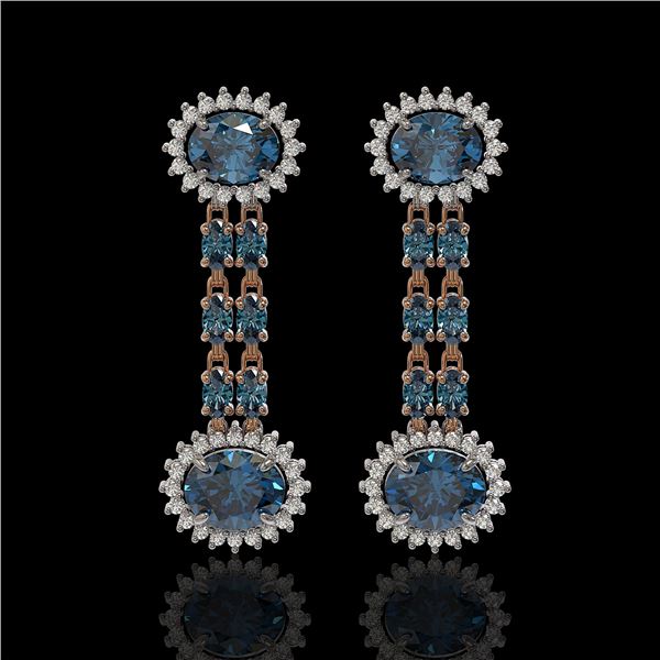 9.85 ctw London Topaz & Diamond Earrings 14K Rose Gold - REF-148G9W