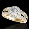 Image 1 : 1.6 ctw Certified Diamond Solitaire Halo Ring 10k Yellow Gold - REF-214K3Y