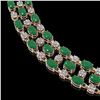 Image 3 : 43.07 ctw Emerald & Diamond Necklace 10K Rose Gold - REF-527M3G