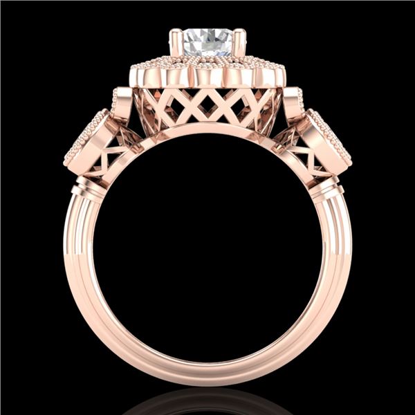 1.5 ctw VS/SI Diamond Solitaire Art Deco 3 Stone Ring 18k Rose Gold - REF-300K2Y