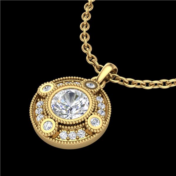1.01 ctw VS/SI Diamond Solitaire Art Deco Necklace 18k Yellow Gold - REF-221W8H