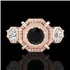 Image 2 : 1.01 ctw Fancy Black Diamond Art Deco 3 Stone Ring 18k Rose Gold - REF-96R4K