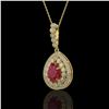 Image 1 : 4.97 ctw Certified Ruby & Diamond Victorian Necklace 14K Yellow Gold - REF-160N2F