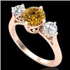 Image 1 : 1.51 ctw Intense Fancy Yellow Diamond Art Deco Ring 18k Rose Gold - REF-236K4Y