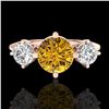 Image 2 : 1.51 ctw Intense Fancy Yellow Diamond Art Deco Ring 18k Rose Gold - REF-236K4Y