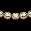 Image 3 : 21.21 ctw Opal & Diamond Micro Pave Halo Necklace 10k Yellow Gold - REF-581A8N