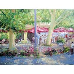 CITY CAFE SCENE EXQUISITE ORIGINAL OIL PAINTING#1557589