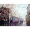Image 1 : CITY STREET SCENE EXQUISITE ORIGINAL OIL #1557590