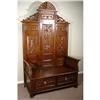 ANTIQUE ROSE MAHOG VICTORIAN HALL TREE BENCH #1558160
