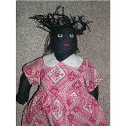 10  Early Black Cloth Doll W/ Stitched Features#1568954