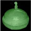 Image 1 : MINNIE Green Satin Glass Figural Powder Jar #1569055