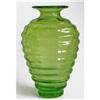 Image 1 : Green Art Deco Ribbed Art Glass 11 in Vase #1569111