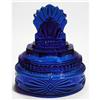 Image 1 : Cobalt Depression Glass Pleated Fan Powder Jar#1569341