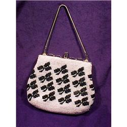 Beaded Purse Pink with Black Clubs or Clovers #1569825