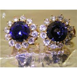 RHJ  Synthetic Sapphires & CZ Earrings #1582591