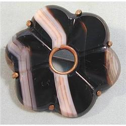 VICTORIAN Banded Agate Brooch Scottish #1583420