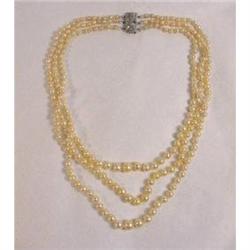 Vintage Triple Strand of Cream Pearls. #1593056