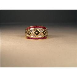 14K YG Gold Diamond Ruby Sapphire Mosaic Band #1593204