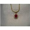 Image 1 : Estate 14K Gold Diamond Ruby Filigree Pendant #1593243
