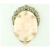 Image 1 : Victorian Coral Cameo & Turquoise in 14k Gold #1599228