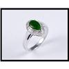 Image 1 : NICE 18K WHITE GOLD JADE AND DIAMOND RING #1599473