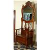 Image 1 : WALNUT ANTIQUE VICTORIAN MIRROR HALL TREE BENCH#1599954