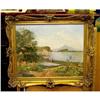 Image 1 : Castle Lake Woods Landscape Oil Painting #1600019