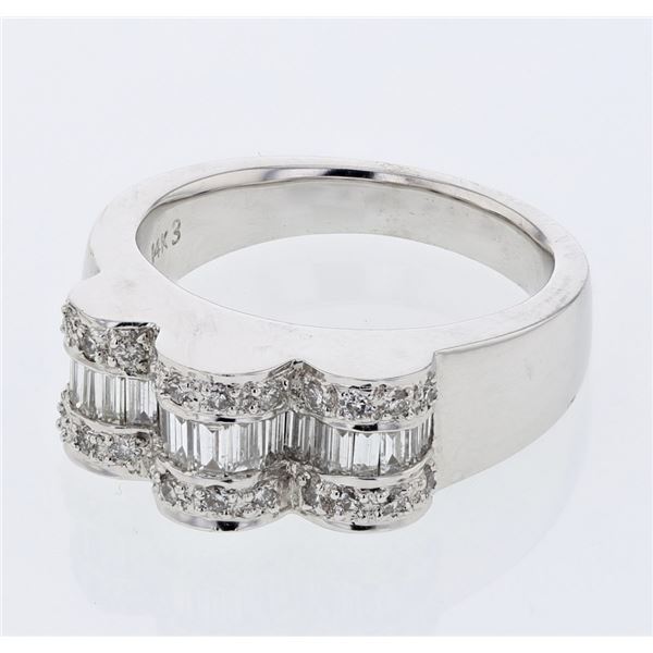 Natural 0.82 CTW Baguette & Diamond Ring 14K White Gold - REF-153X9T