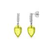 Image 1 : Genuine 18.15 ctw Lemon Quartz & Diamond Earrings 14KT White Gold - REF-41N2R