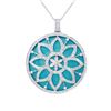Image 1 : Natural 57.71 CTW Turquoise & Diamond Necklace 14K White Gold - REF-252Y9N