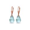 Image 1 : Genuine 20.5 ctw Blue Topaz Earrings 14KT Rose Gold - REF-36P8H