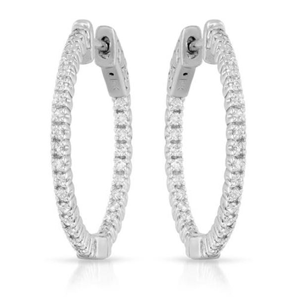 Natural 0.77 CTW Diamond Earrings 14K White Gold - REF-124Y2N