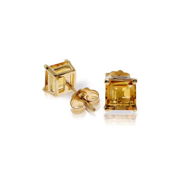 Genuine 1.75 ctw Citrine Earrings 14KT Yellow Gold - REF-24Z3N