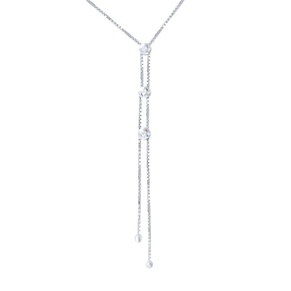 Natural 0.20 CTW Diamond Necklace 14K White Gold - REF-37Y8N