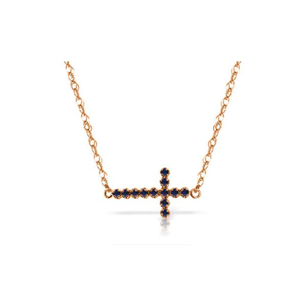 Genuine 0.30 CTW Sapphire Necklace 14KT Rose Gold - REF-37T6A