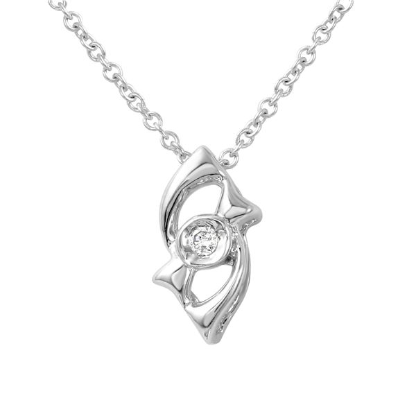 Natural 0.02 CTW Diamond Necklace 14K White Gold - REF-12R6K