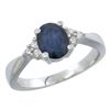 Image 1 : 1.20 CTW Blue Sapphire & Diamond Ring 10K White Gold - REF-31A6X