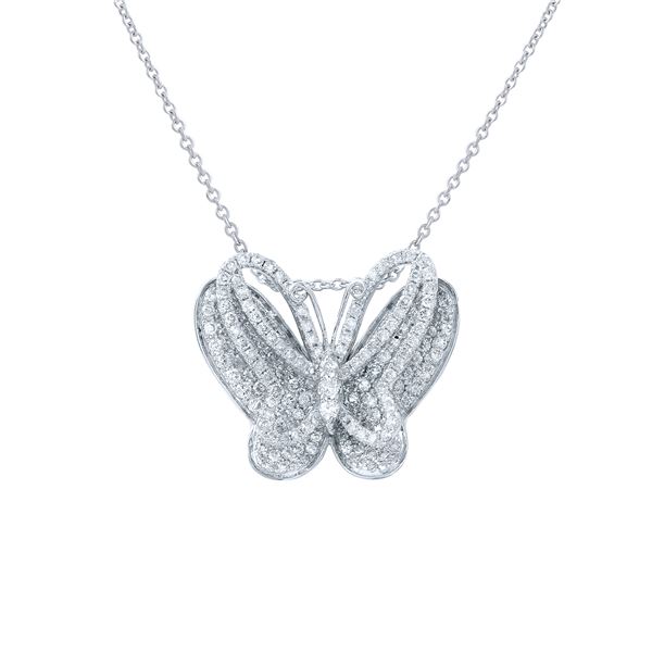 Natural 1.11 CTW Diamond Necklace 14K White Gold - REF-107K3R